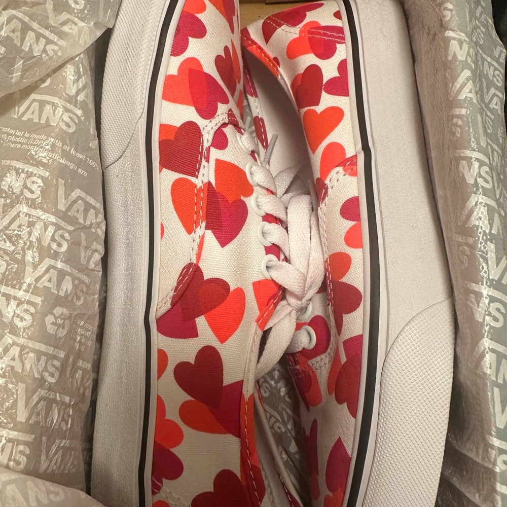 Vans Women's Heart Print Sneakers - Red and Pink